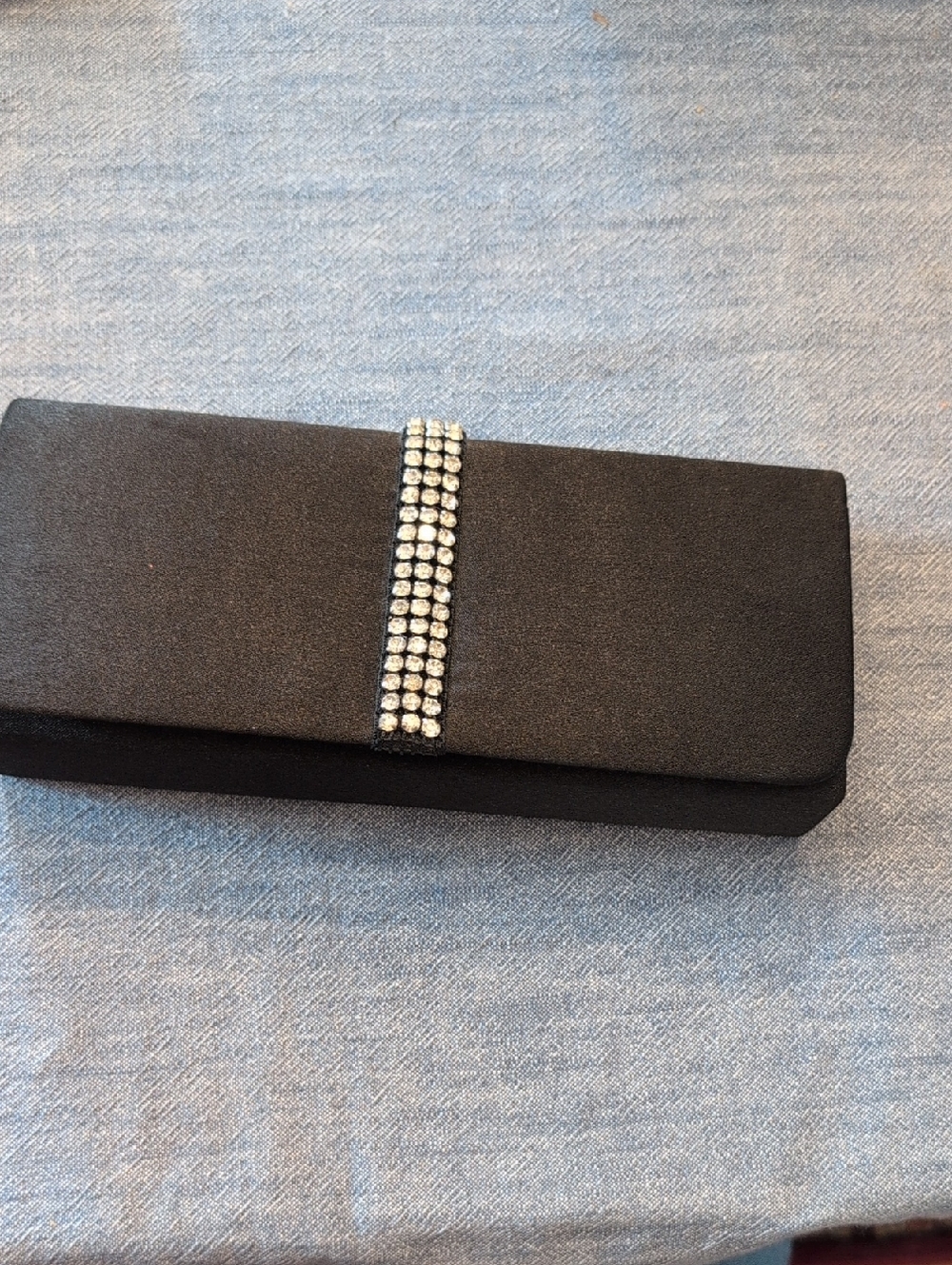 Lulu Townsend Black Rhinestone-Accent Evening Clutch